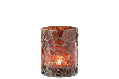 J-Line windlicht Mozaiek - glas - bruin - medium - vtwonen shop