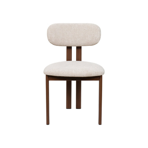 Giga Meubel Eetkamerstoel Noor - Stof/Staal - Beige/Walnoot - Set van 2 - vtwonen shop