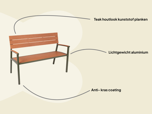 MaximaVida aluminium tuinbank Bermuda 120 cm olijfgroen