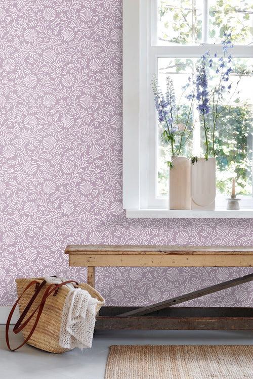 ESTAhome behang vintage bloemen lila paars - 50 x 900 cm - 131515 - vtwonen shop