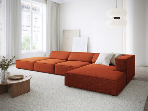 Cosmopolitan Design rechter hoekbank Arendal 5-zits, chenille, terracotta - 166x341x70cm