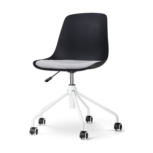Nolon Nout-Liv Bureaustoel Zwart - Lichtgrijs Kussen - Wit Onderstel