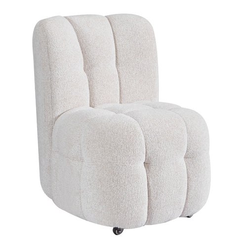 Giga Meubel Eetkamerstoel Jake - Beige Stof - Incl. Wielen - Set van 2