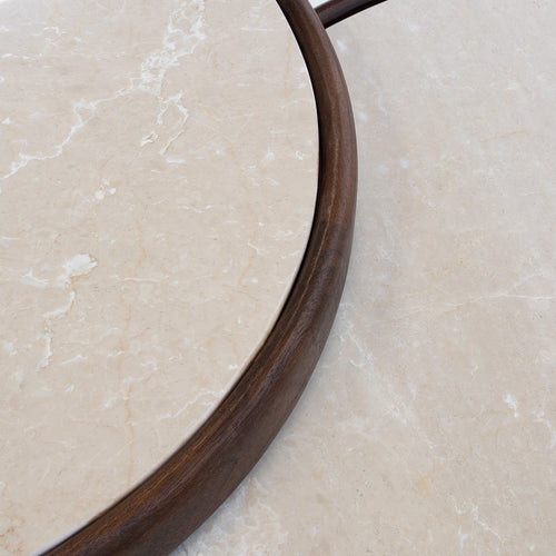 Giga Meubel Salontafel Ayase Rond - Marmer/Hout - Donkerbruin - Set van 2 - vtwonen shop