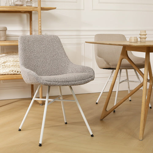 Nolon Noa-Isa Eetkamerstoelen Set van 2 - Bouclé Taupe - Wit - vtwonen shop