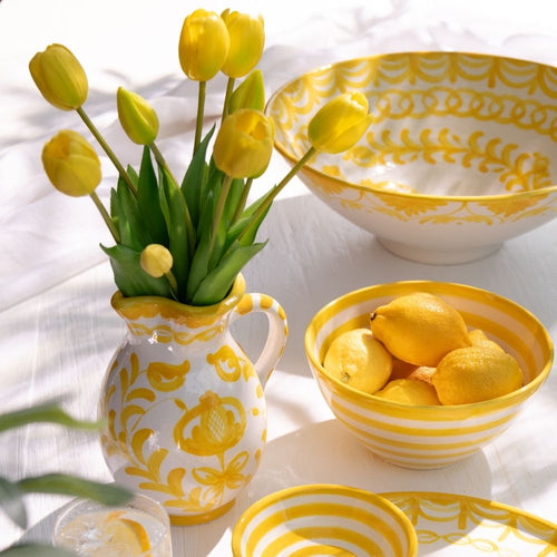 J-Line kom Lebrillo Granada - keramiek - wit/oranje - vtwonen shop