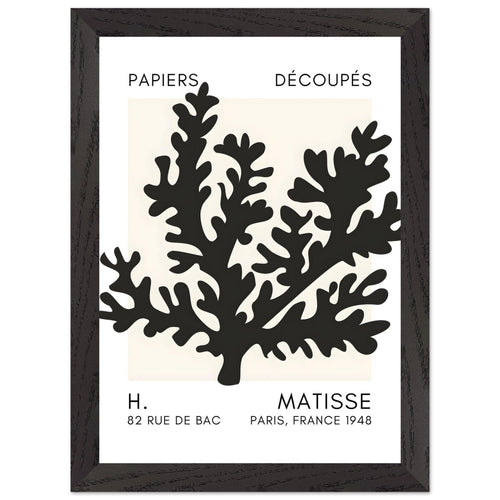 Artfulprints Poster met Lijst Matisse – Aqua bloom black   - A4 21x29.7 cm - Zwart