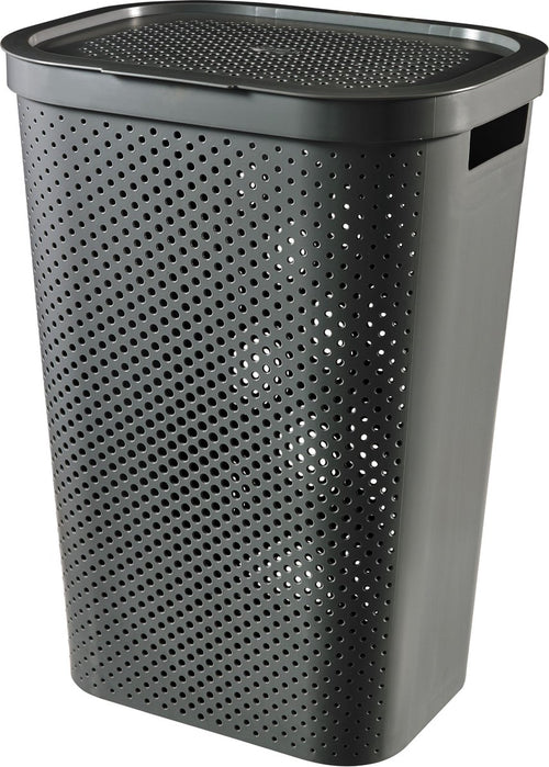 Curver Infinity Recycled Dots Wasmand met deksel - 60L - Antraciet - vtwonen shop