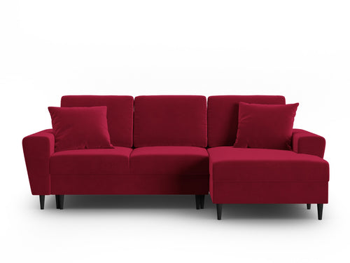 Cosmopolitan Design Converteerbare hoekbank rechts met opbergdoos Kyoto 4-zits, flueel rood - 145x241x88cm
