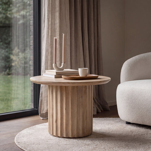 Raw Materials mangohouten bijzettafel Bullnose - Ø55 cm - Naturel