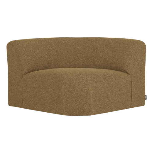 WOOOD hoekelement rond Mojo Base - Bouclé - Geel/Bruin Melange - 74x110x110