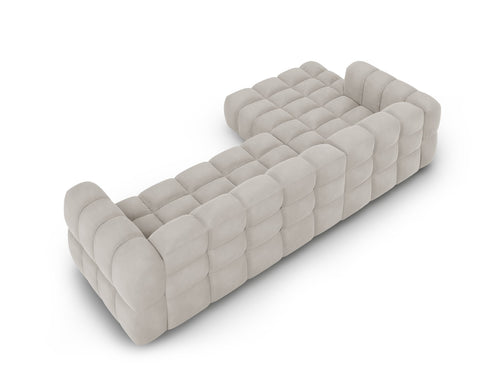Cosmopolitan Design Modulaire hoekbank links Sky 4-zits, flueel, lichtbeige - 162x300x70cm