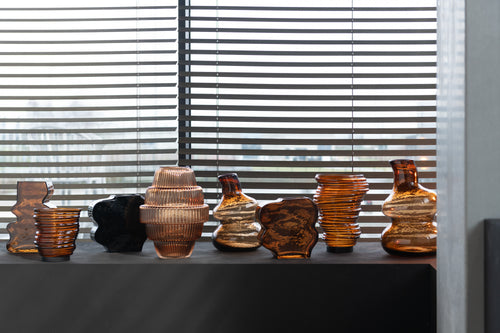 J-Line vaas Fles - glas - bruin - small - 27 cm hoog - vtwonen shop