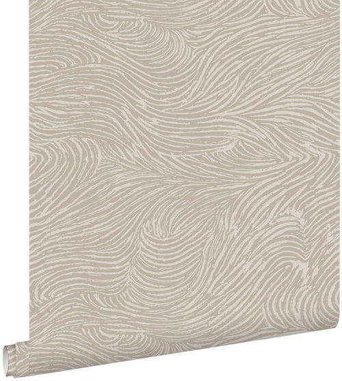 ESTAhome behang 3d golvende lijnen taupe - 53 cm x 10.05 m - 139661