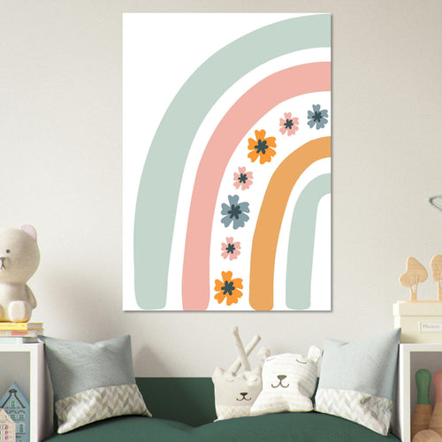 Artfulprints  Regenboog met bloemen I   poster 70x100 cm - vtwonen shop