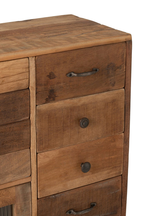 J-Line kast Retro - gerecycleerd hout/glas - naturel