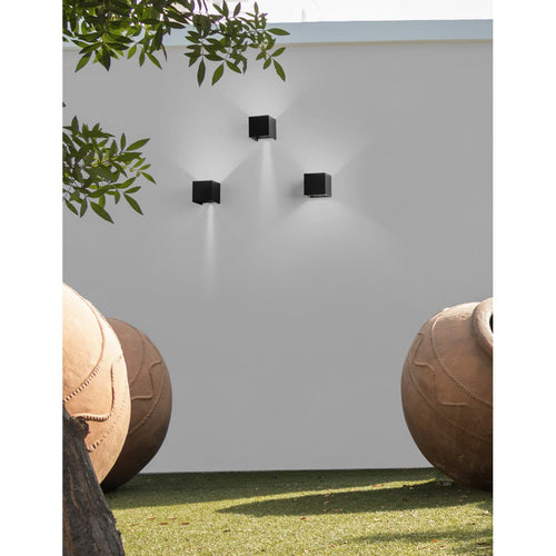 Merano Chicago 2-lichts up-down wandlamp voor buiten zwart aluminium LED 2x3W 510Lm 3000K verstelbaar IP54