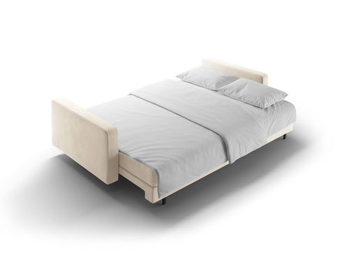 Cosmopolitan Design Slaapbank met opbergdoos Bali 3-zits, flueel lichtbeige - 84x222x105cm
