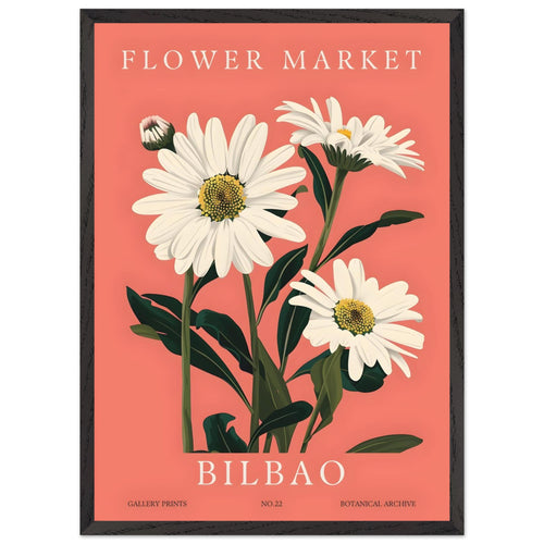 Artfulprints Poster met Lijst Flower market - Bilbao   - 50x70 cm - Roze