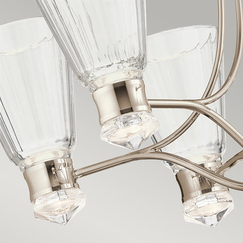 Elstead Kichler Kayva Geïntegreerde LED-plafondlamp met meerdere armen, gepolijst nikkel, 3000K, IP44