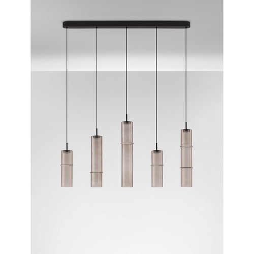 Nova Luce SANO Hanglamp voor aan het plafond, matzwart, mokkabruin, Triac dimbare LED 18W 1080lm 3000K