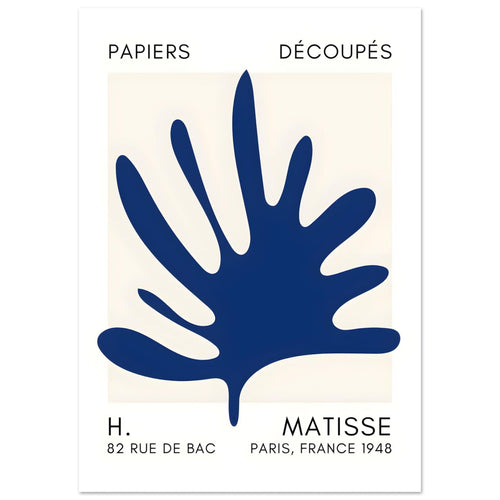 Artfulprints  Matisse – Coral drift navy blue II   poster A4 21x29.7 cm - vtwonen shop