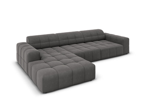 Cosmopolitan Design linker hoekbank Chicago 4-zits, flueel grijs - 167x294x78cm