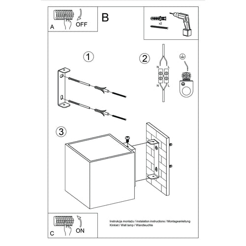Sollux Lighting Wandlamp QUAD 1 ultramarijn - 10x12x10cm