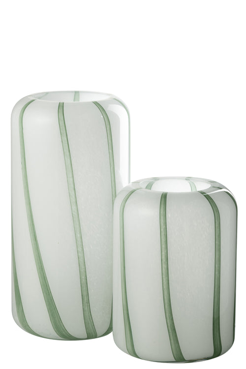 J-Line vaas Mimi - glas - wit/groen - large - 32 cm hoog - vtwonen shop