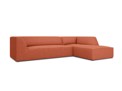 Micadoni rechter hoekbank Ruby 4-zits, structurele stof, koraal - 180x273x69cm