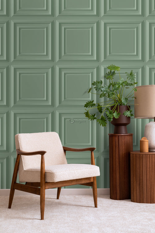 Origin Wallcoverings behang wandpanelen vergrijsd groen - 53 cm x 10,05 m - 347830 - vtwonen shop