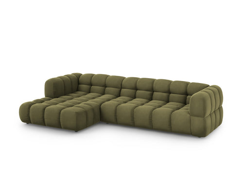 Cosmopolitan Design Modulaire hoekbank links Sky 4-zits, flueel, lichtgroen - 162x300x70cm