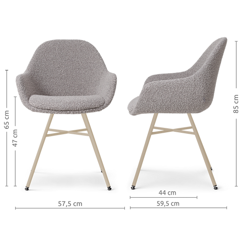 Nolon Noa-Mae eetkamerstoel bouclé taupe - beige onderstel