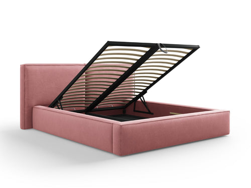 Micadoni Opbergbed met hoofdeinde Jodie 160x200cm, structurele stof, roze - 228x214x108cm