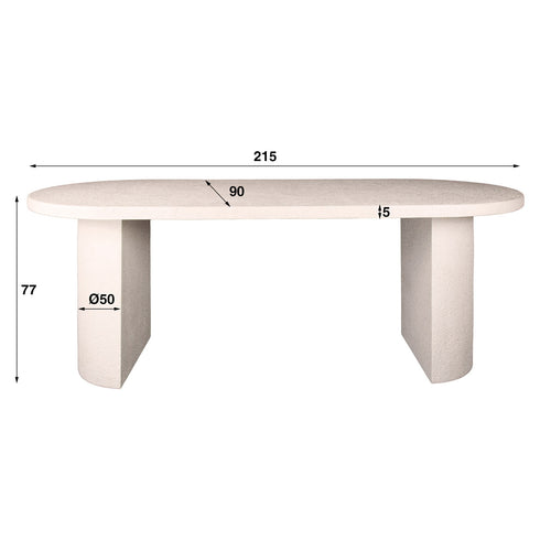 Giga Meubel Eettafel Arch Stone - Wit Composiet - 215x90x77cm