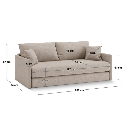 Cosmopolitan Design - Converteerbare bank Shannon 3-zits, flueel koningsblauw - 94x209x87cm