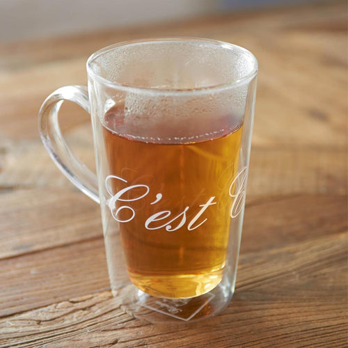 Rivièra Maison C'est Chaud Mug XL - Glas - Transparant - vtwonen shop