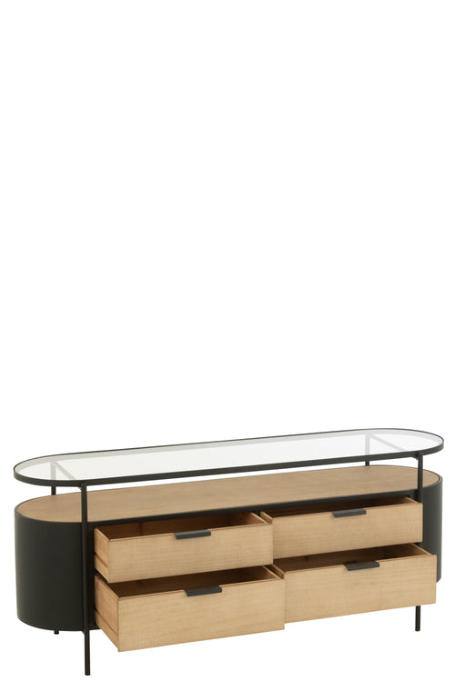 J-Line kast Ivy - ijzer - naturel/zwart