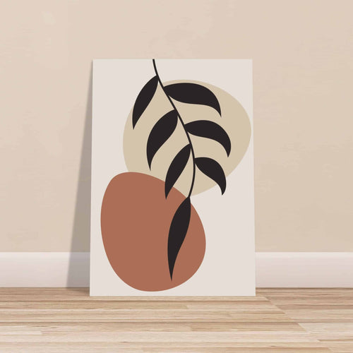 Artfulprints Poster met Lijst Boho - Abstract leaf II   - 50x70 cm - Terracotta