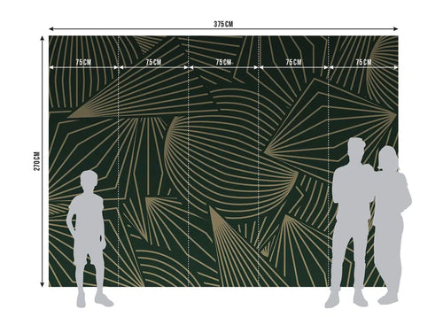 Sanders & Sanders fotobehang geometrische vormen groen en goud - 375 x 270 cm - 601459