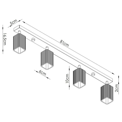 Sollux Lighting Plafondlamp RAYO 4L wit - 81x6x16,5cm