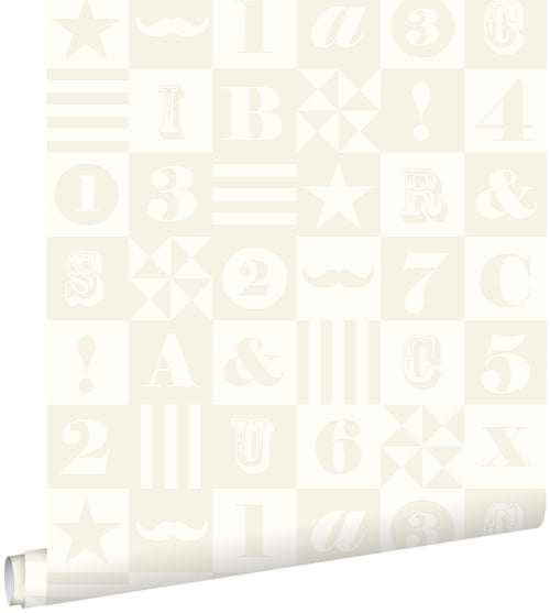 ESTAhome behang blokken glanzend wit - 53 cm x 10.05 m - 128714