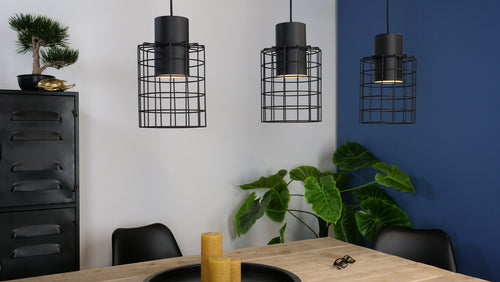 EGLO hanglamp Milligan - e27 - industrieel - 103 cm - zwart/wit