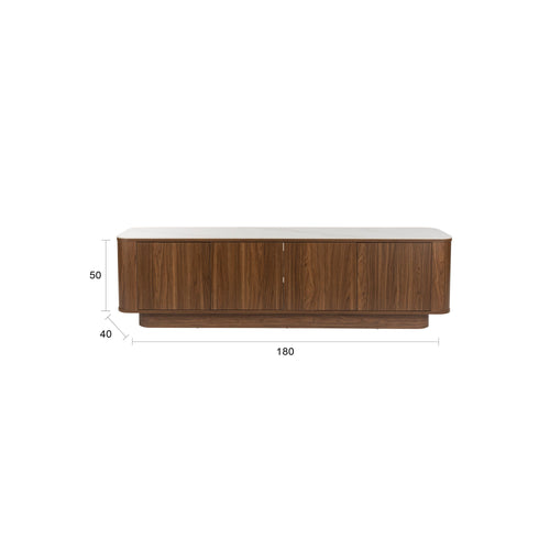 Housecraft Living Almira Dressoir Laag 180 cm Marmerlook/ Walnootkleur - Bruin