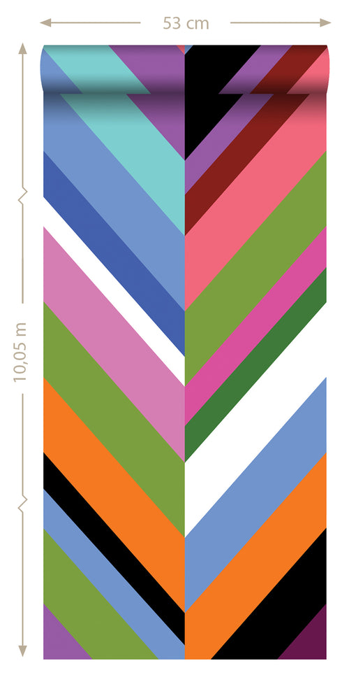 Origin Wallcoverings XXL behang zigzag motief meerkleurig - 50 x 900 cm - 357205 - vtwonen shop