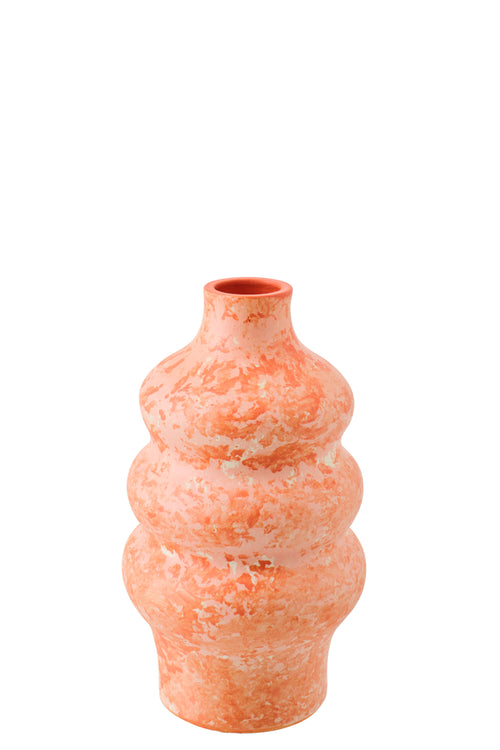 J-Line vaas - keramiek - oranje/wit - small