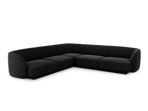 Micadoni Symmetrische hoekbank Miley 5-zits, chenille, zwart - 255x255x70cm