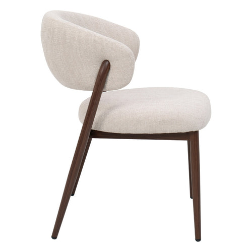 DÉJA Living Eetkamerstoel Skive - Stof - Beige/Walnoot - Set van 2 - vtwonen shop