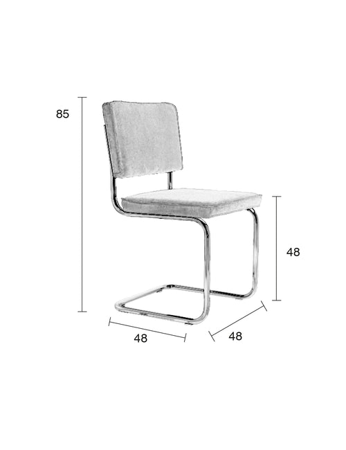 Zuiver Ridge Rib Eetkamerstoelen Grijs - Set van 2 - vtwonen shop