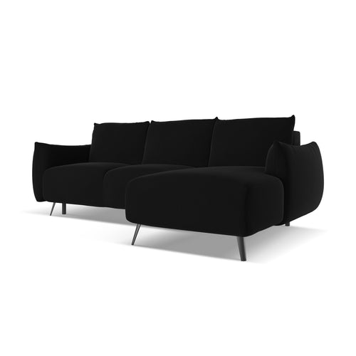LaMiaSofa hoekbank rechts Genova - velours - zwart - 242x162x86